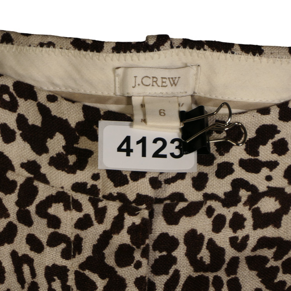 J Crew Capri Pants Womens Size 6 Brown Linen Animal Print Casualcore Chic Trendy - Picture 13 of 13